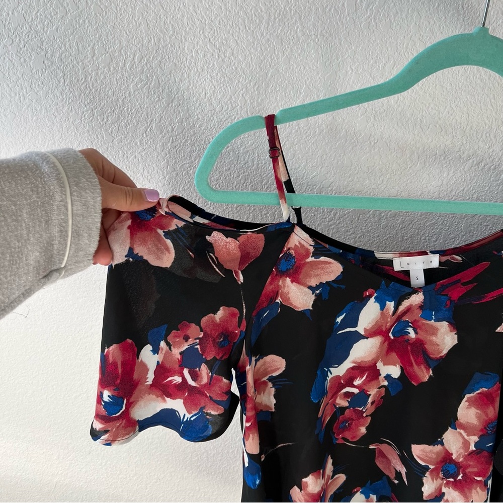 💗LEITH Cold Shoulder Floral Print Top - Picture 3 of 7